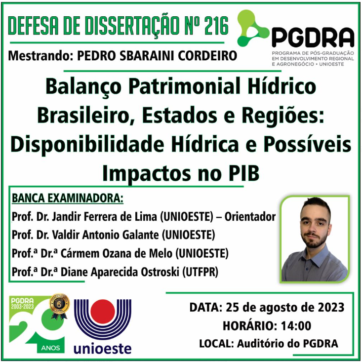 Banner Defesa de Dissertacao de Pedro Sbaraini Cordeiro