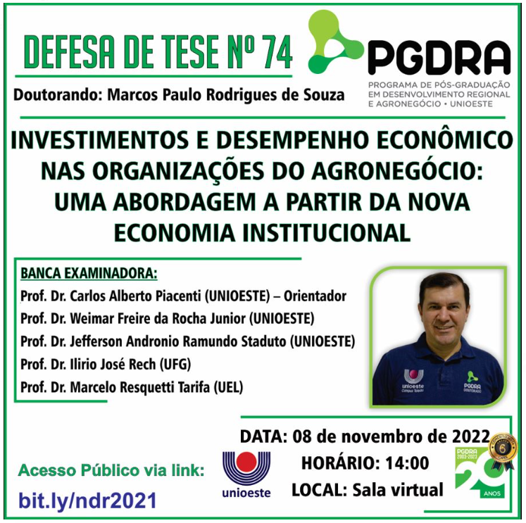 Banner Defesa de Tese de Marcos Paulo Rodrigues de Souza