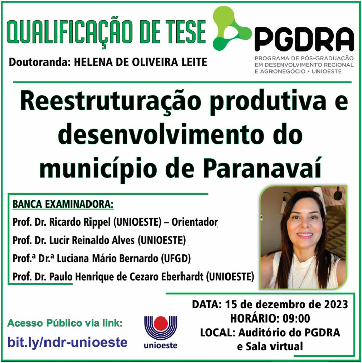Banner Qualificacao de Doutorado de Helena de Oliveira Leite