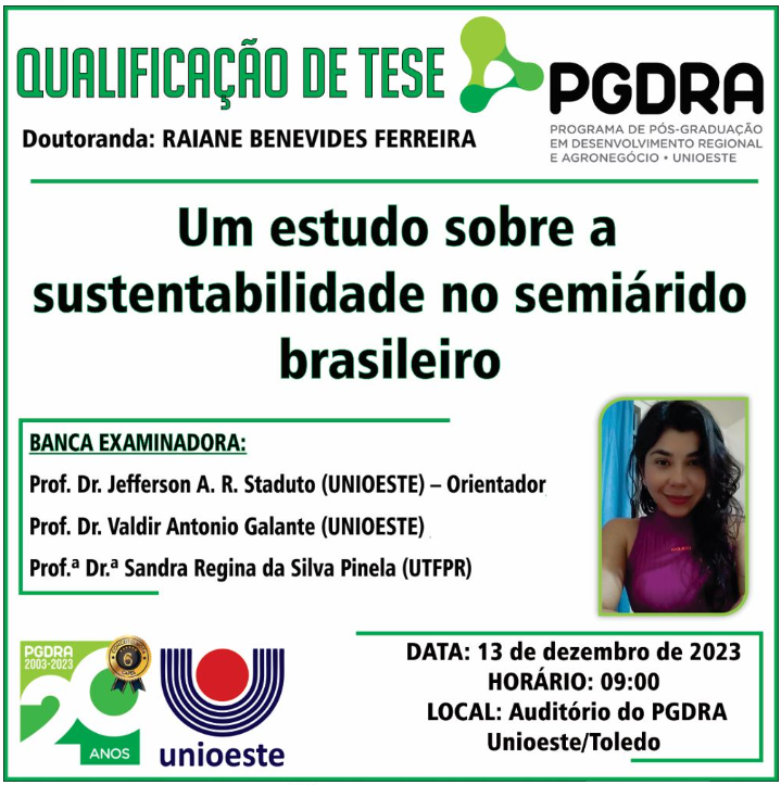 Banner Qualificacao de Doutorado de Raiane Benevides Ferreira